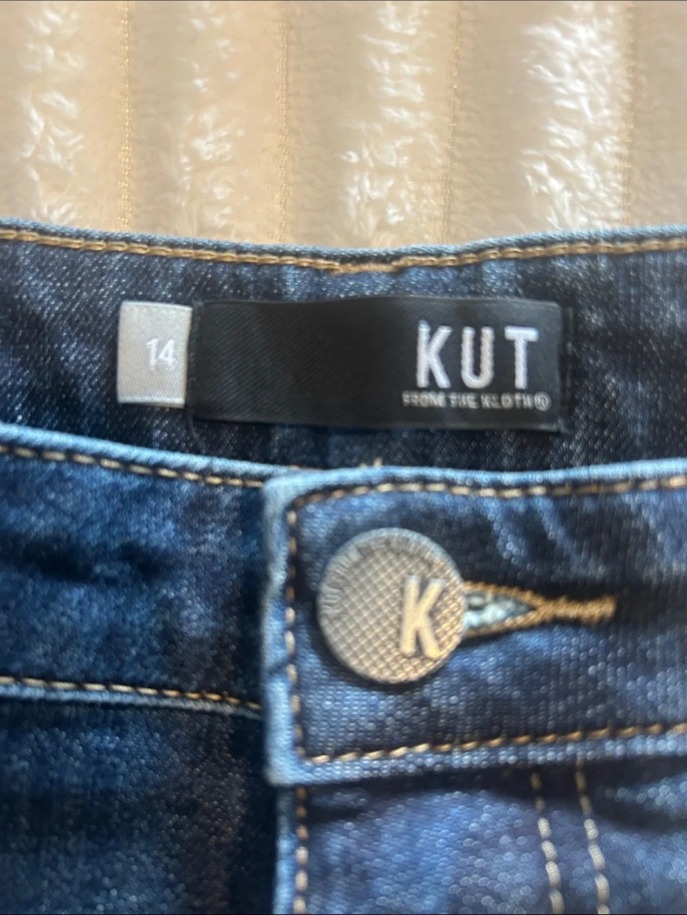 Kut from the Kloth Mid-Rise Dark Blue Gidget Fray Denim Shorts
